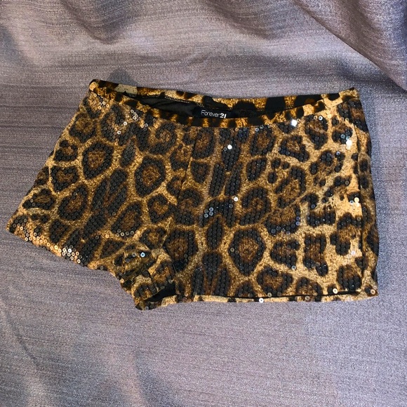 Forever 21 Pants - Forever 12 Sequence Cheetah Print Shorts